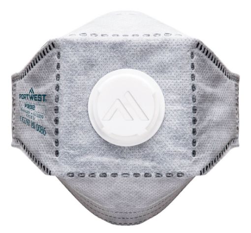 Afbeeldingen van Masque EAGLE Respiratoire FFP3  plat pliable en carbone avec valve (Paquet de 10 pièces)