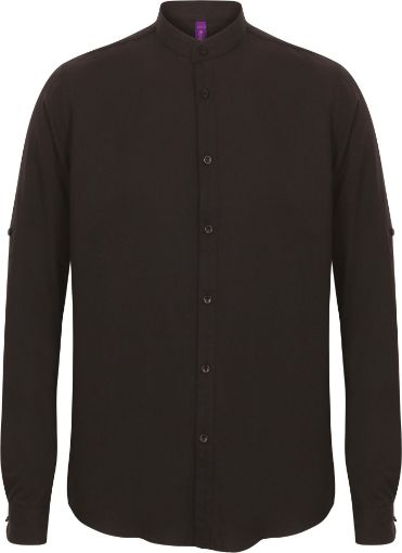 Afbeeldingen van Men's Mandarin Shirt with Roll-tab Sleeve