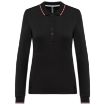 Afbeeldingen van Dames polo van piquétricot met lange mouwen