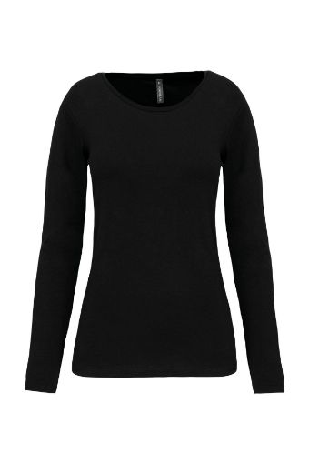 Afbeeldingen van Dames-t-shirt ronde hals lange mouwen