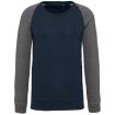 Afbeeldingen van Tweekleurige herensweater BIO French Terry ronde hals raglanmouwen