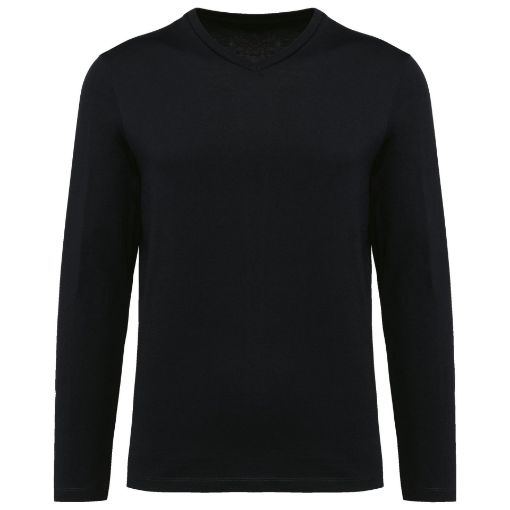 Afbeeldingen van Supima® heren-T-shirt V-hals lange mouwen
