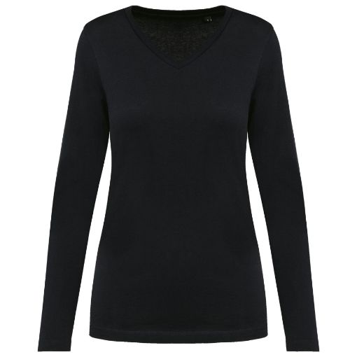 Afbeeldingen van Supima® dames-T-shirt V-hals lange mouwen