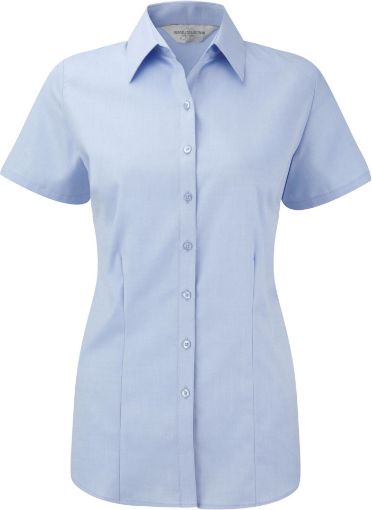 Afbeeldingen van Ladies Short Sleeve Herringbone Shirt
