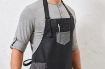 Afbeeldingen van Division - Waxed look denim bib apron with faux leather