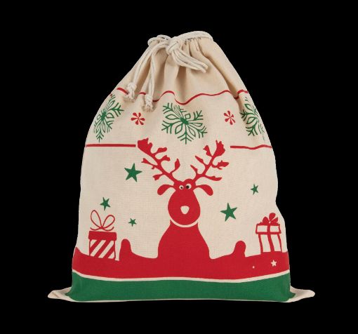 Afbeeldingen van Tas met koord en kerstmotieven
