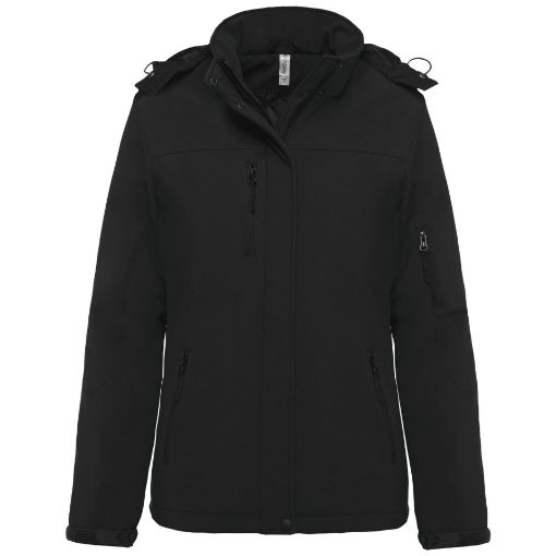 Afbeeldingen van Gewatteerde softshell damesparka met capuchon