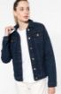 Afbeeldingen van Ongevoerde damesjas van denim Rinse