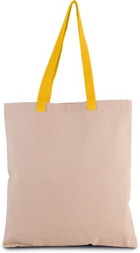 Afbeeldingen van Platte shopper van canvas met contrasterend hengsel