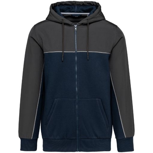 Bild von Umweltfreundliche, zweifarbige Molton-Kapuzenjacke mit Reißverschluss, Unisex