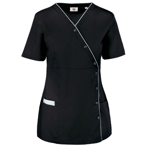 Afbeeldingen van Damesblouse in polykatoen met drukknopen