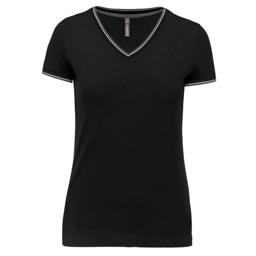 Afbeeldingen van Dames-t-shirt piqué V-hals