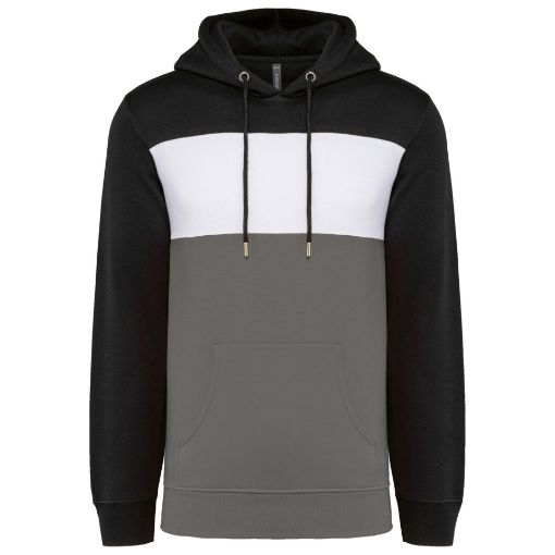 Afbeeldingen van Driekleurige unisex sweater met capuchon