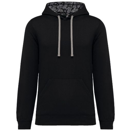 Afbeeldingen van Unisex sweater met capuchon met contrasterend motief