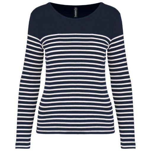 Afbeeldingen van Gestreept dames-t-shirt lange mouwen