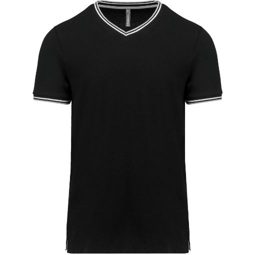 Bild von T-Shirt aus Piqué-Trikot mit V-Ausschnitt für Herren