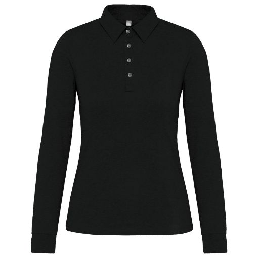 Bild von Langarm-Polohemd für Damen aus Jersey