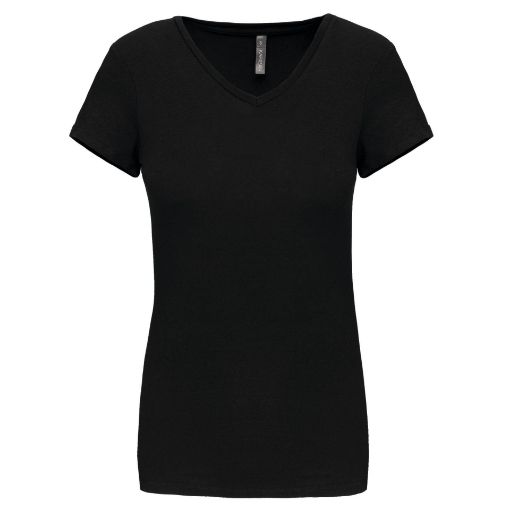 Image de T-shirt col V manches courtes femme