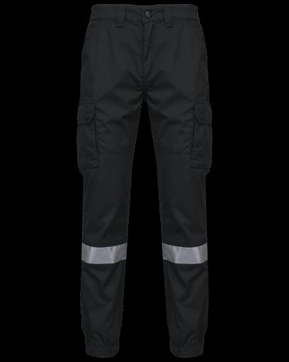 Image de Pantalon cargo unisexe avec bas élastiqué et bande réfléchissante