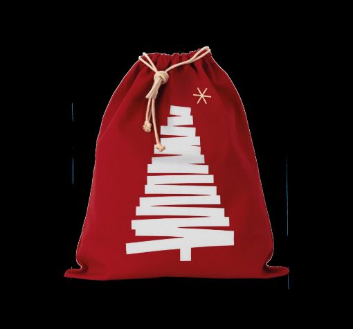 Image de Sac coton à cordon motif sapin