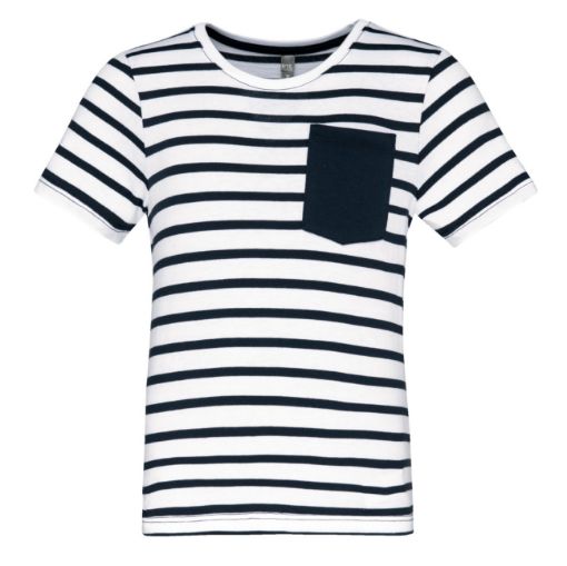 Image de T-shirt rayé marin avec poche manches courtes enfant