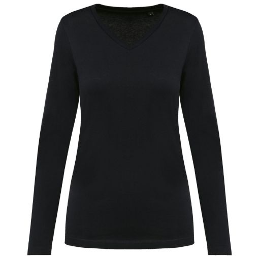 Image de T-shirt Supima® col V manches longues femme