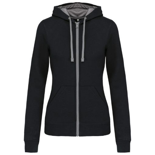 Image de Sweat-shirt zippé capuche contrastée femme