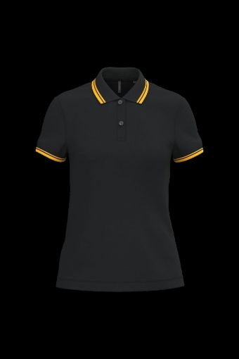 Bild von Damen Poloshirt mit kurzen Ärmeln und kontrastfarbenen Paspeln