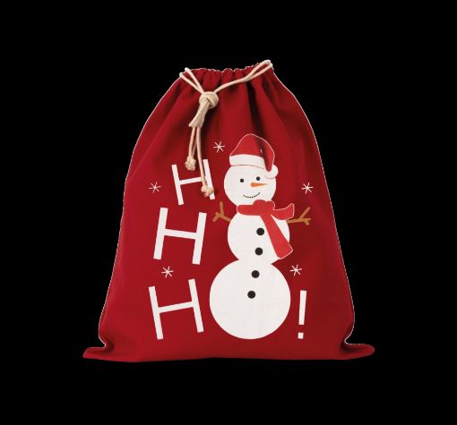 Bild von Baumwolltasche mit Kordelzug und Schneemannmotiv
